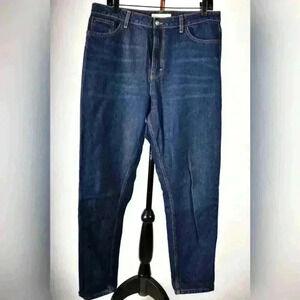 TOPSHOP Medium Blue  Cotton Denim Mom Straight Relaxed Jeans 34x30 Turkey